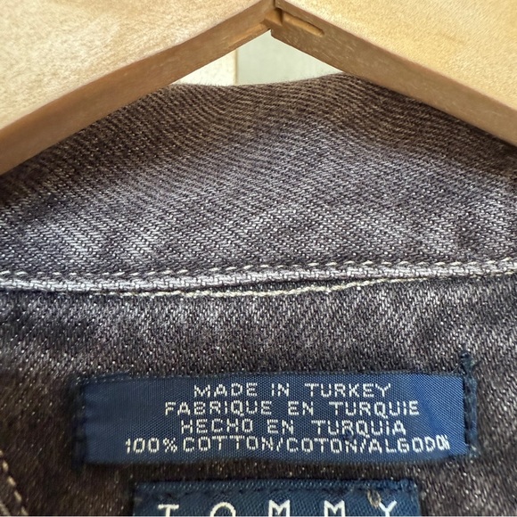 VTG 90’s Tommy Hilfiger Black Wash Denim Jacket Flag Front Detail XL 2000s Y2K - Picture 10 of 10